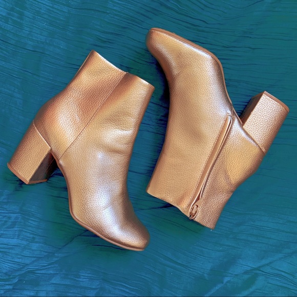 Vintage Shoes - Retro Metallic Gold Chunky Ankle Boots
